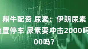 鼎牛配资 尿素：伊朗尿素装置停车 尿素要冲击2000吗？